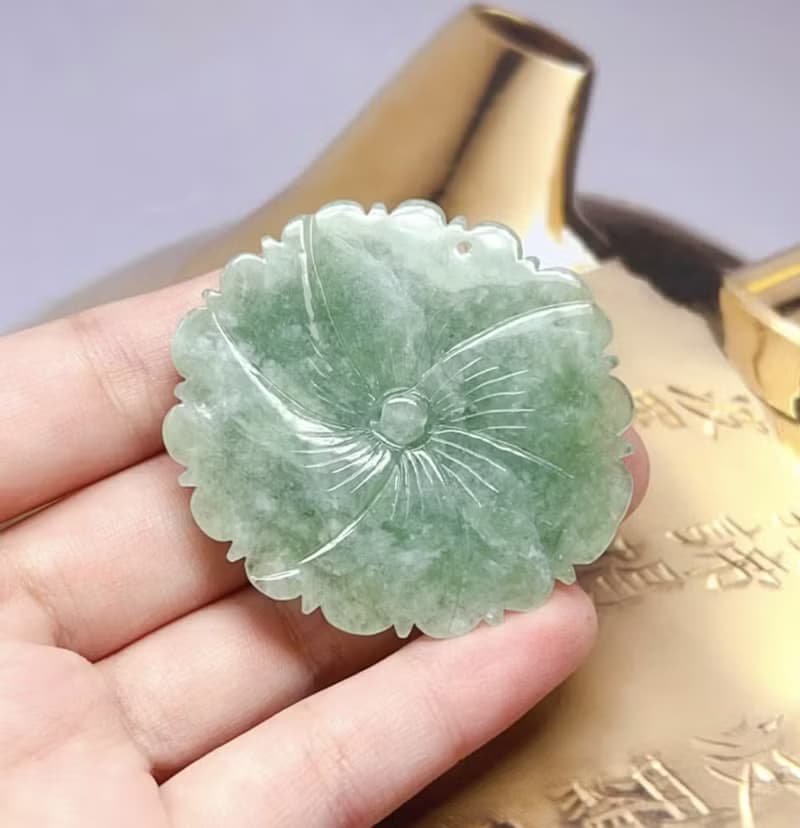 冰飄綠翡翠牡丹花 | 天然緬甸玉A貨翡翠 | 送禮