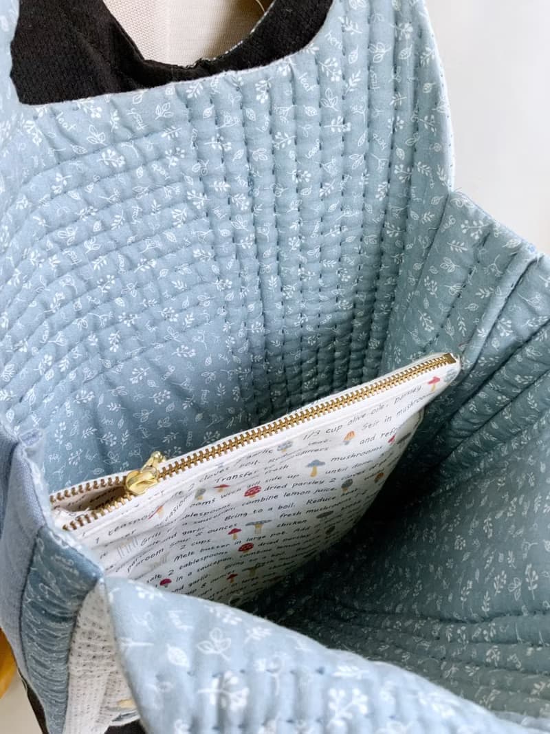 天空藍刺繡小雛菊真皮提把手提包肩背包