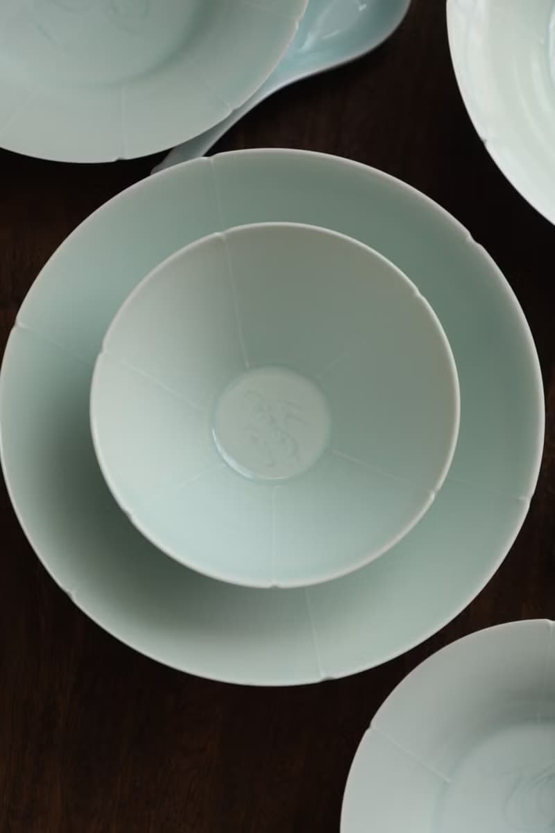 葵口斗笠碗  湖田影青釉 古風祥雲花紋 輕薄陶瓷餐具