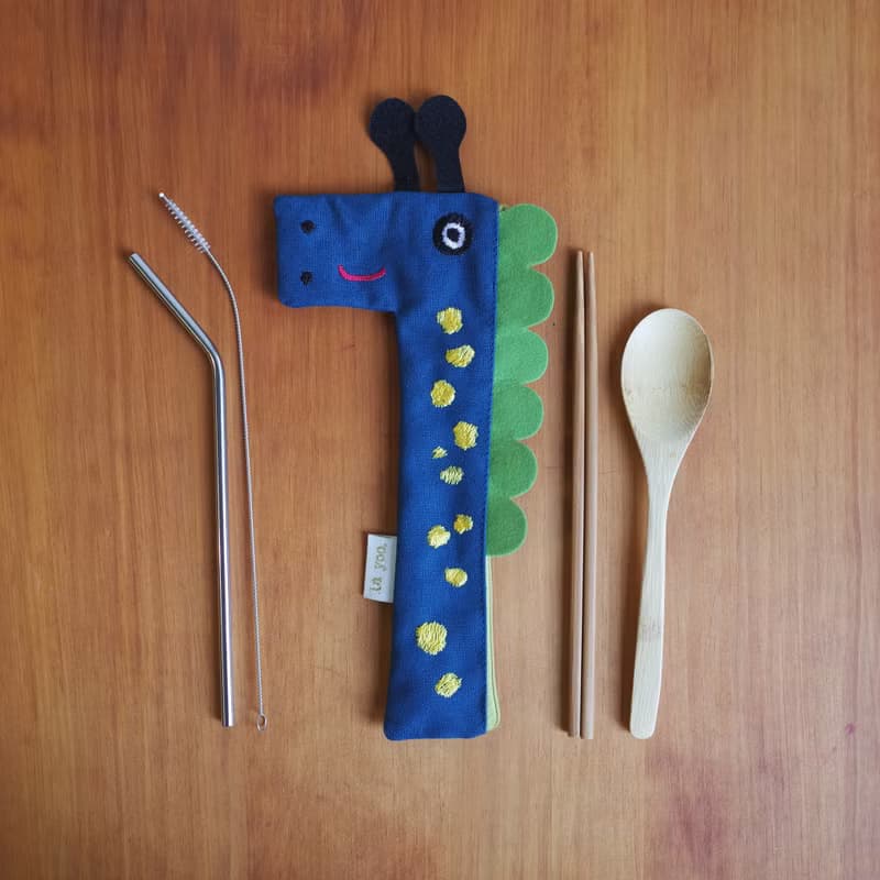 長頸鹿餐具袋環保組(附竹製餐具 304不鏽鋼)