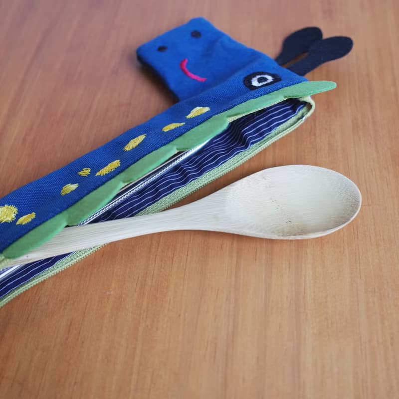 長頸鹿餐具袋環保組(附竹製餐具 304不鏽鋼)