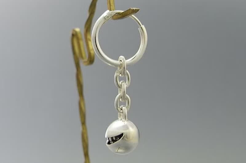 smile ball nano Pierce_3 (s_m-O.06) 微笑 笑臉 穿孔耳环 sterling silver hoop earring
