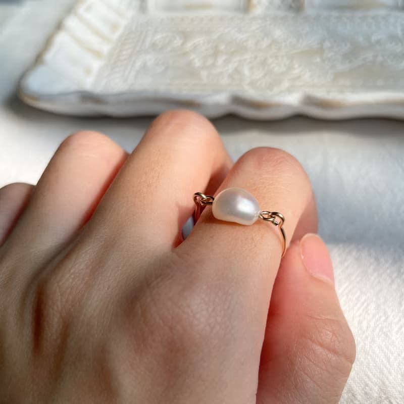單顆巴洛克珍珠戒指 14kgf 巴洛克珍珠 14K包金戒指