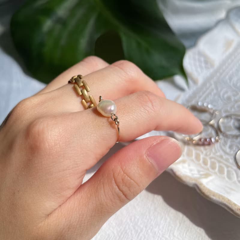 單顆巴洛克珍珠戒指 14kgf 巴洛克珍珠 14K包金戒指