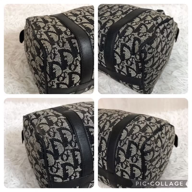 【母親節優惠】稀有中古二手Dior黑灰色老花波士頓手提圓桶袋小包