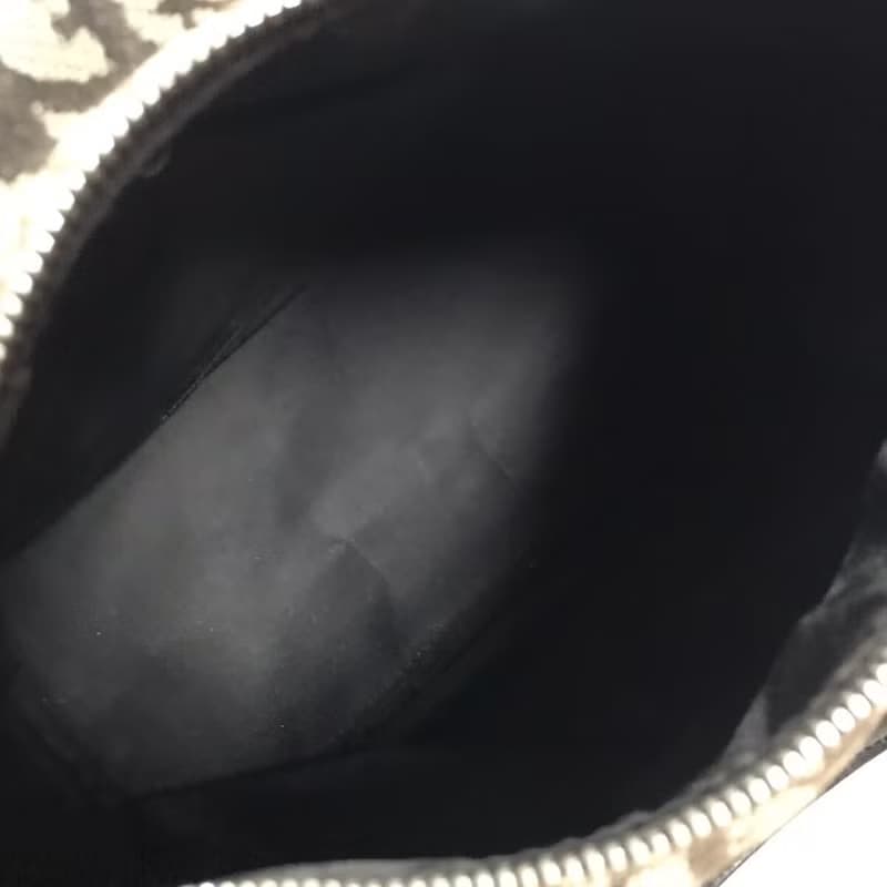 【母親節優惠】稀有中古二手Dior黑灰色老花波士頓手提圓桶袋小包
