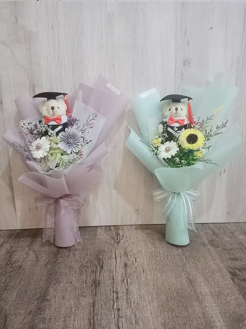 畢業熊花束 乾燥花/畢業典禮/祝賀