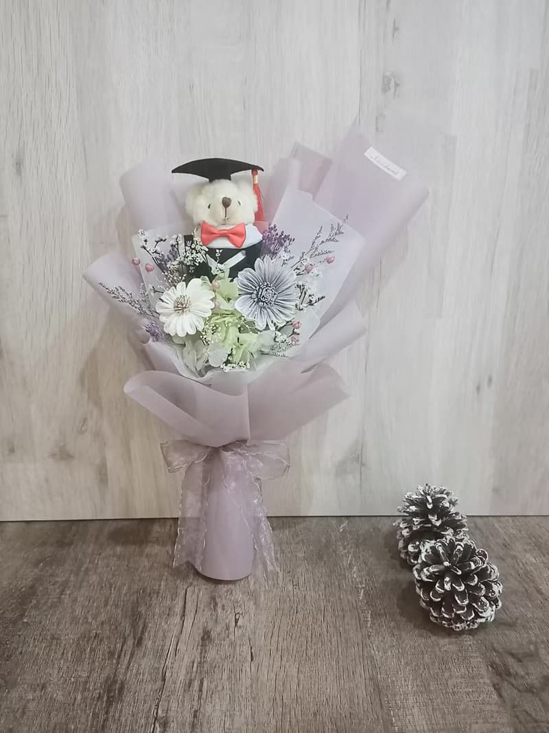 畢業熊花束 乾燥花/畢業典禮/祝賀
