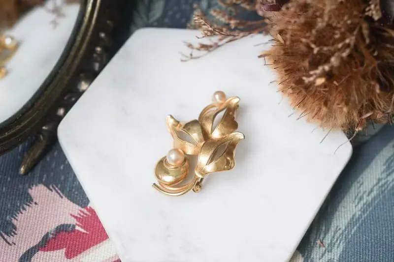 【老飾品/西洋老件】VINTAGE Forstner Jewelry  12K花束古著胸針