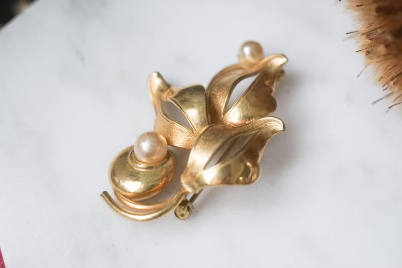 【老飾品/西洋老件】VINTAGE Forstner Jewelry  12K花束古著胸針