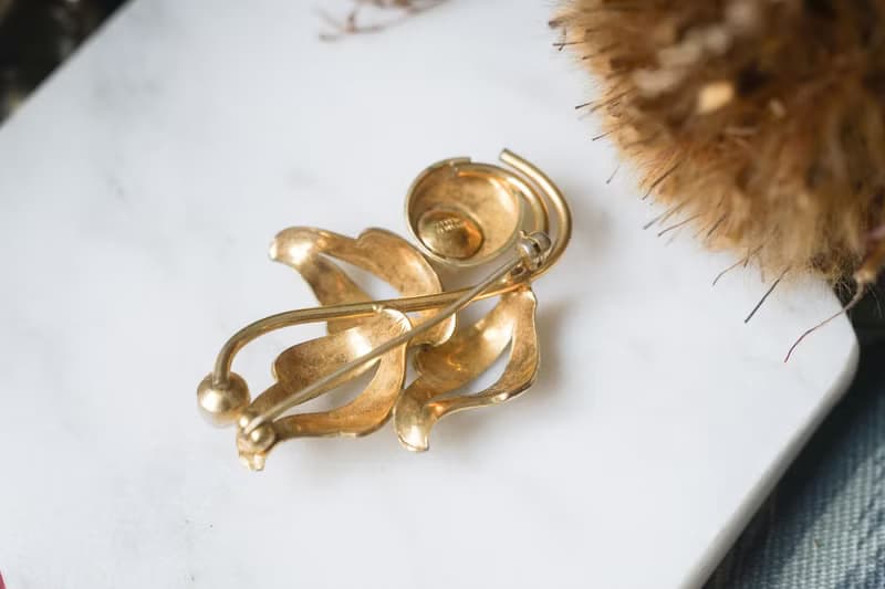【老飾品/西洋老件】VINTAGE Forstner Jewelry  12K花束古著胸針
