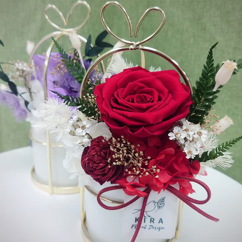 永生玫瑰/康乃馨金框小盆花/永生花/乾燥花/不凋花/禮物/裝飾