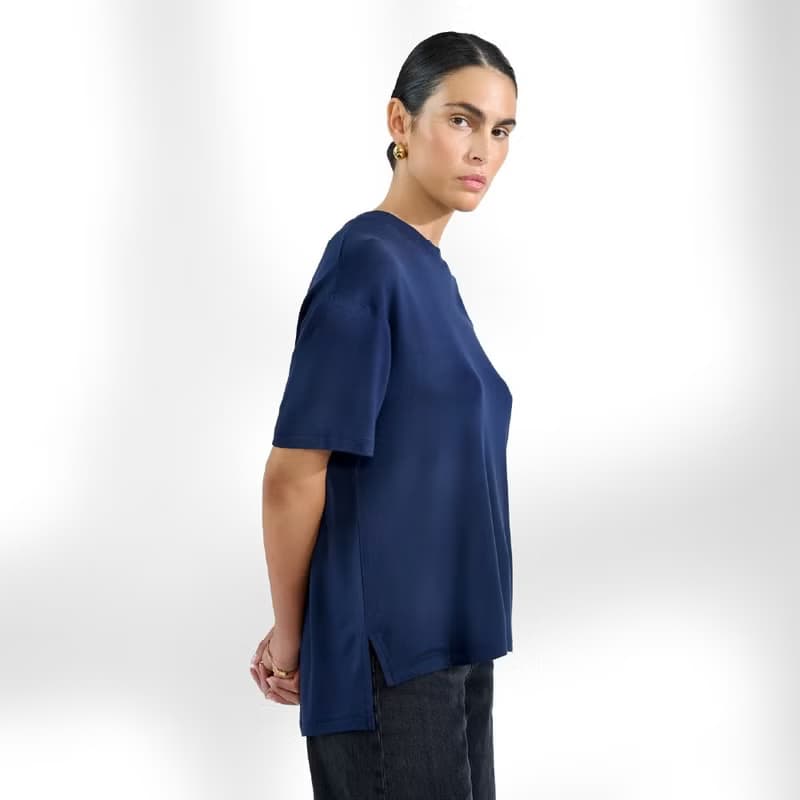 Bread & Boxers T shirt Soft Fiber 女用垂墜感柔棉T恤 - 深海藍