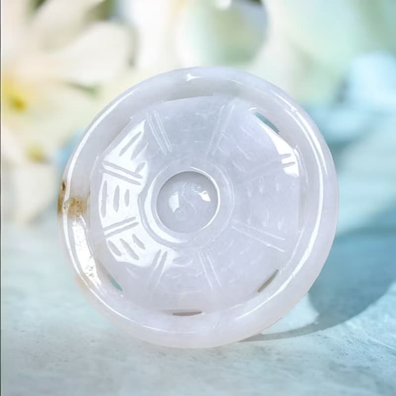 【擋煞‧避邪】飄黃翡翡翠八卦項鍊 | 天然緬甸玉A貨翡翠 | 送禮