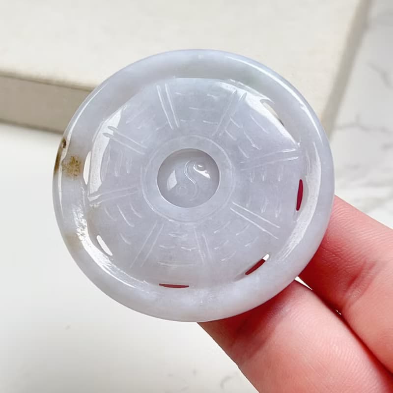 【擋煞‧避邪】飄黃翡翡翠八卦項鍊 | 天然緬甸玉A貨翡翠 | 送禮