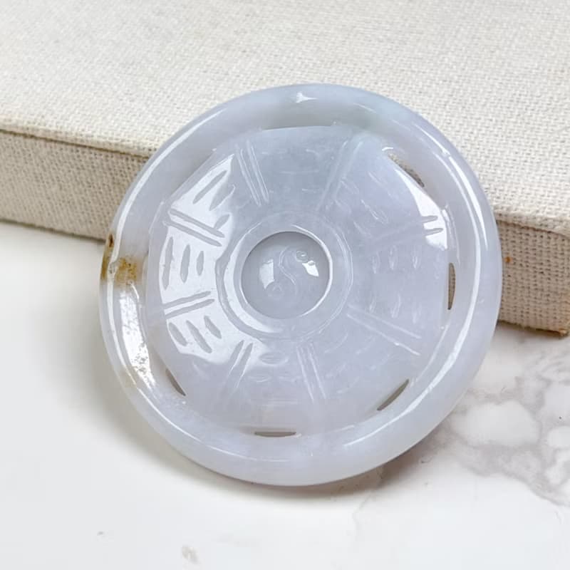 【擋煞‧避邪】飄黃翡翡翠八卦項鍊 | 天然緬甸玉A貨翡翠 | 送禮