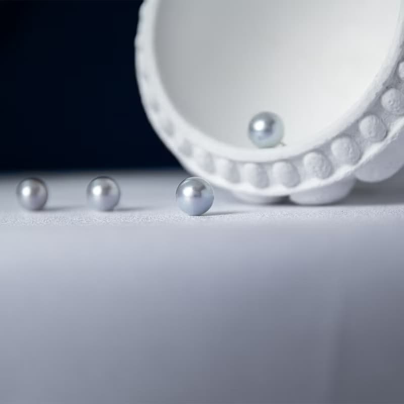 精靈 真多麻珍珠 6月生日石 高級灰 耳環 純銀