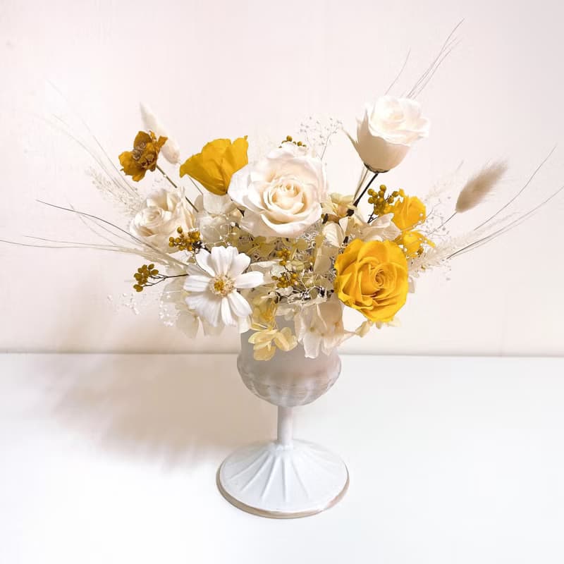 高腳永生花桌花盆栽 乾燥花手作擺飾設計