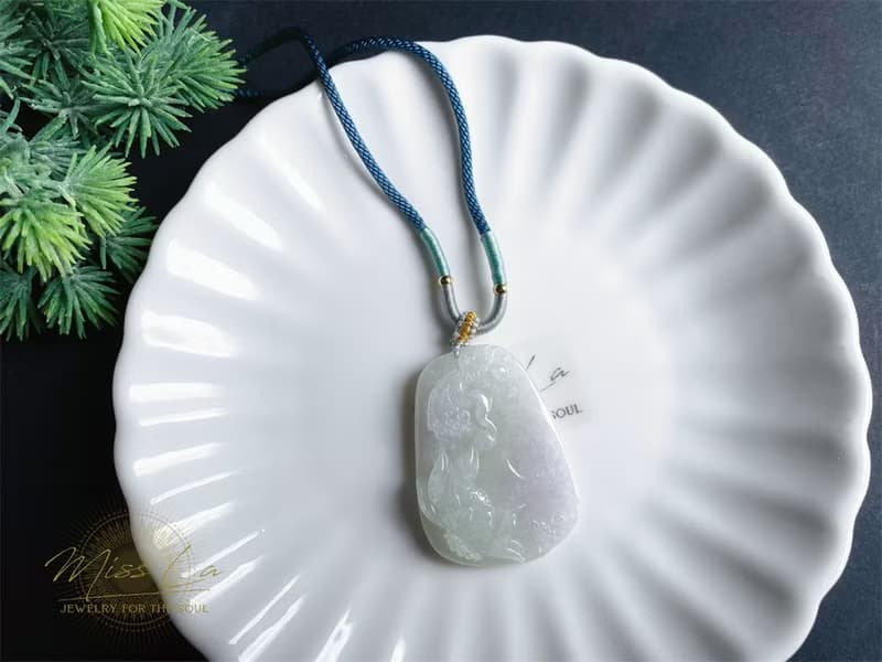 天然緬甸玉翡翠 荷韻生生不息 手工雕 翡翠 禮物 天然石 項鍊