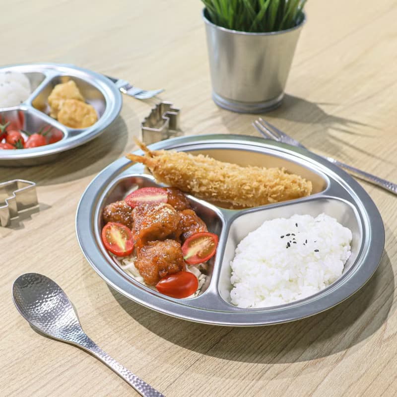 日本【SALUS 佐藤金屬】三格圓餐盤