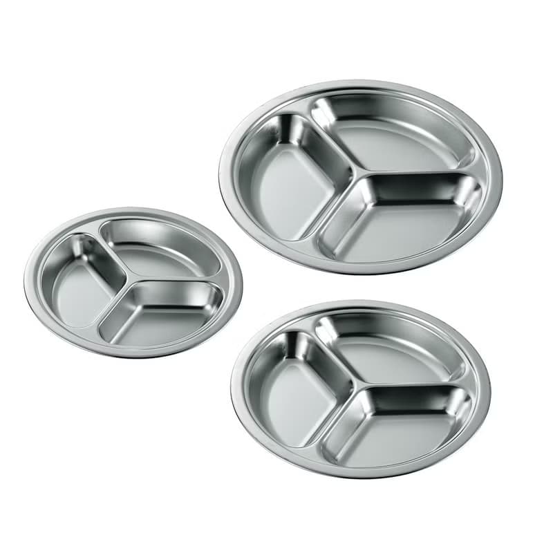 日本【SALUS 佐藤金屬】三格圓餐盤