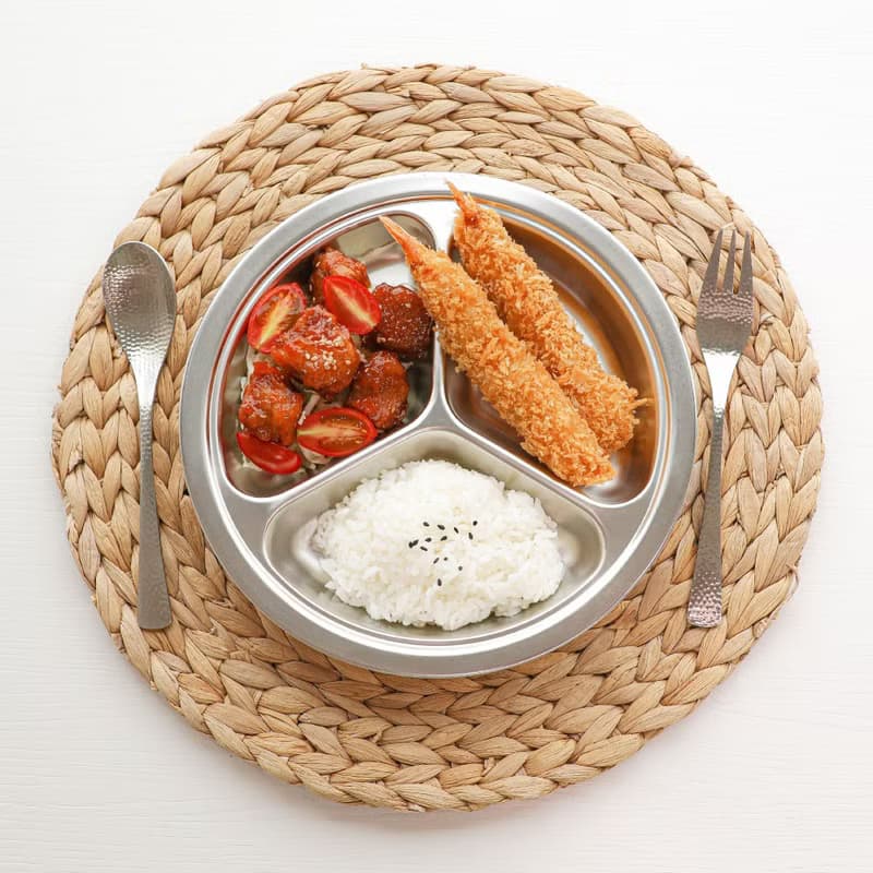 日本【SALUS 佐藤金屬】三格圓餐盤