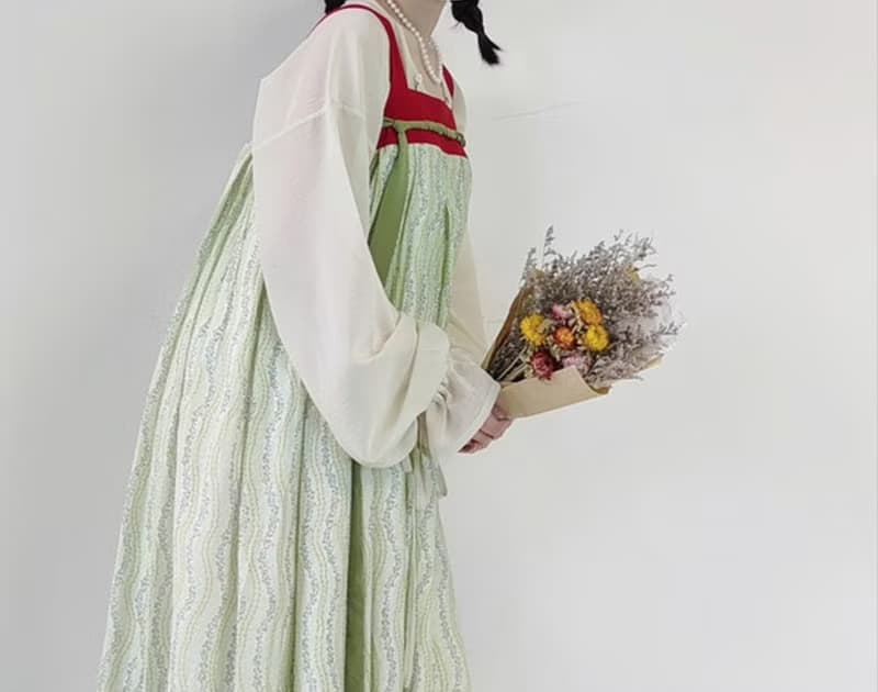 【唐制漢服】一片式背帶齊胸裙/圓領內搭/背帶裙