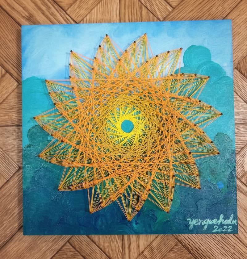 Stringart  藝術作品-和平的太陽