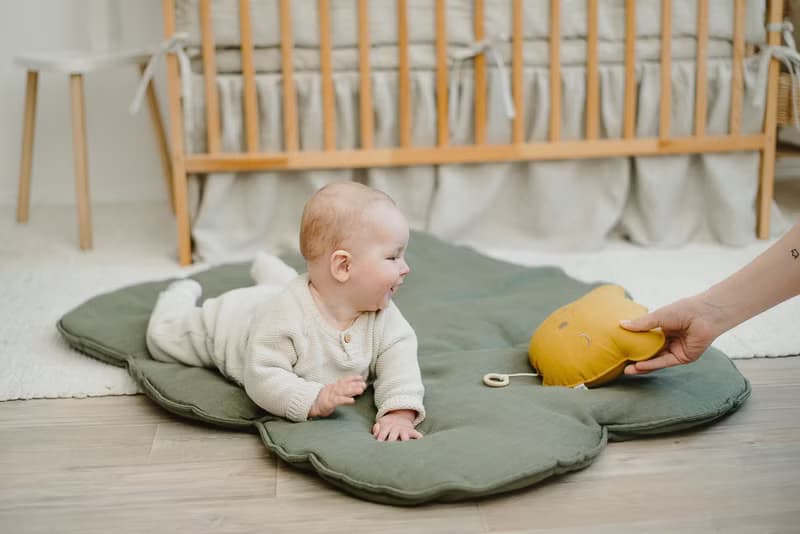 Linen Cloud Padded Baby Play Mat - Olive green Baby Exercise Mat