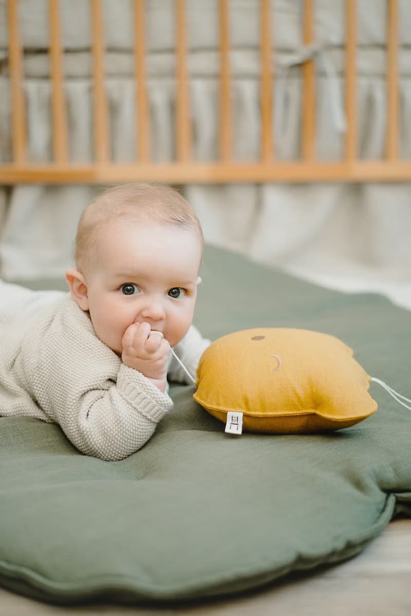 Linen Cloud Padded Baby Play Mat - Olive green Baby Exercise Mat