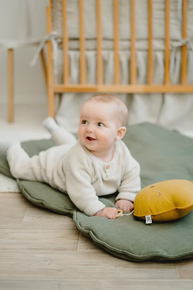 Linen Cloud Padded Baby Play Mat - Olive green Baby Exercise Mat