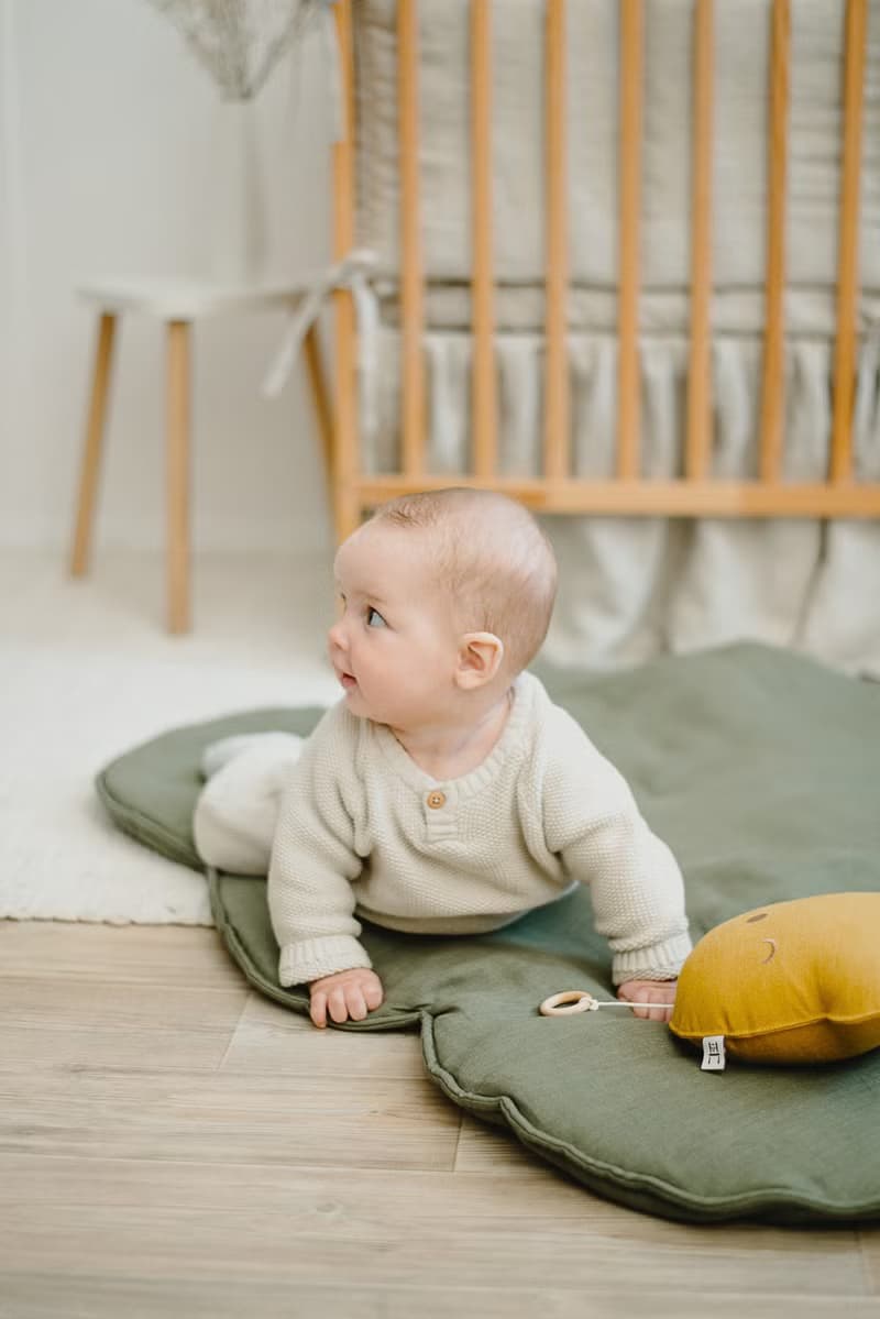 Linen Cloud Padded Baby Play Mat - Olive green Baby Exercise Mat