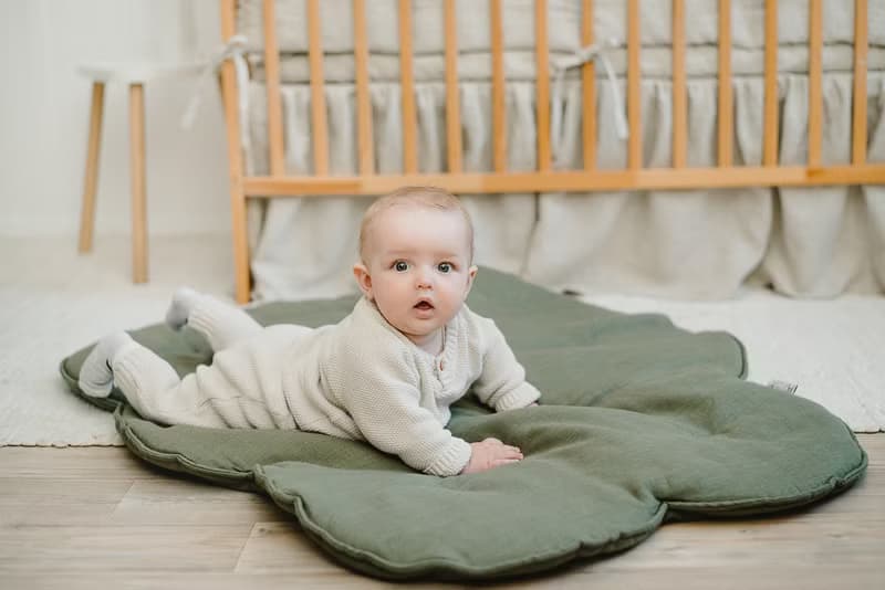 Linen Cloud Padded Baby Play Mat - Olive green Baby Exercise Mat