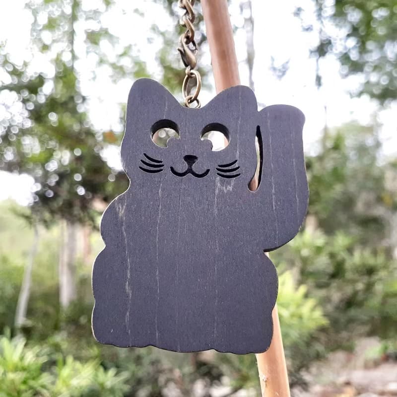 手工木作創意鑰匙圈  招財貓