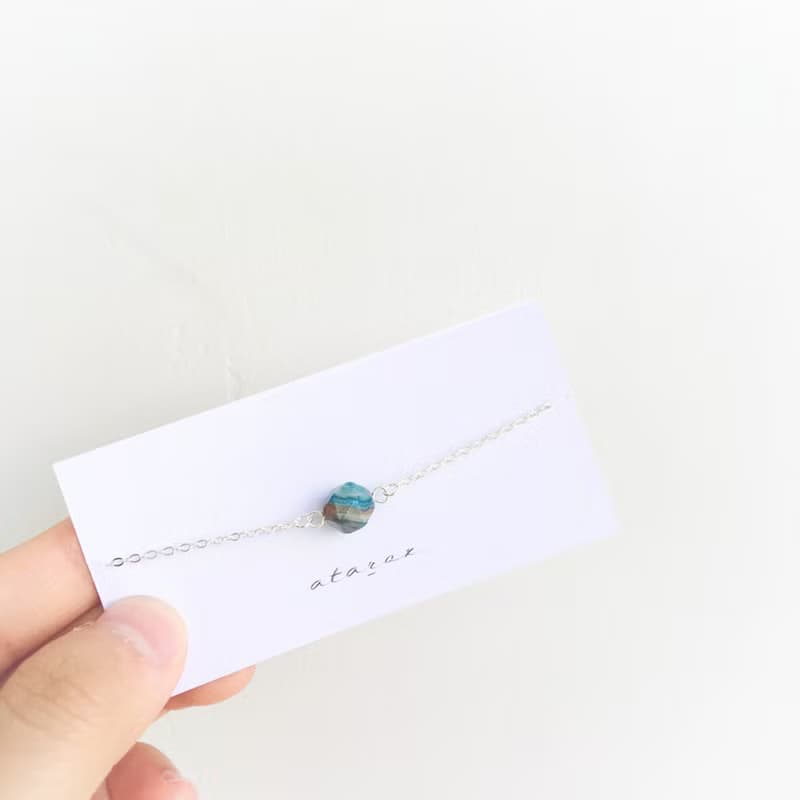 / 小星球 / 藍色瑪瑙925純銀手鍊 手鏈