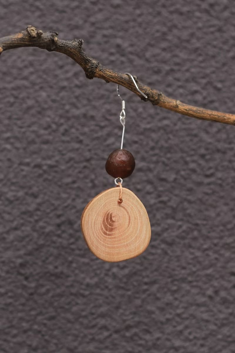 壹染指手作 | 茶樹耳飾 戈壁瑪瑙 純銀耳鉤 | 文藝 自然