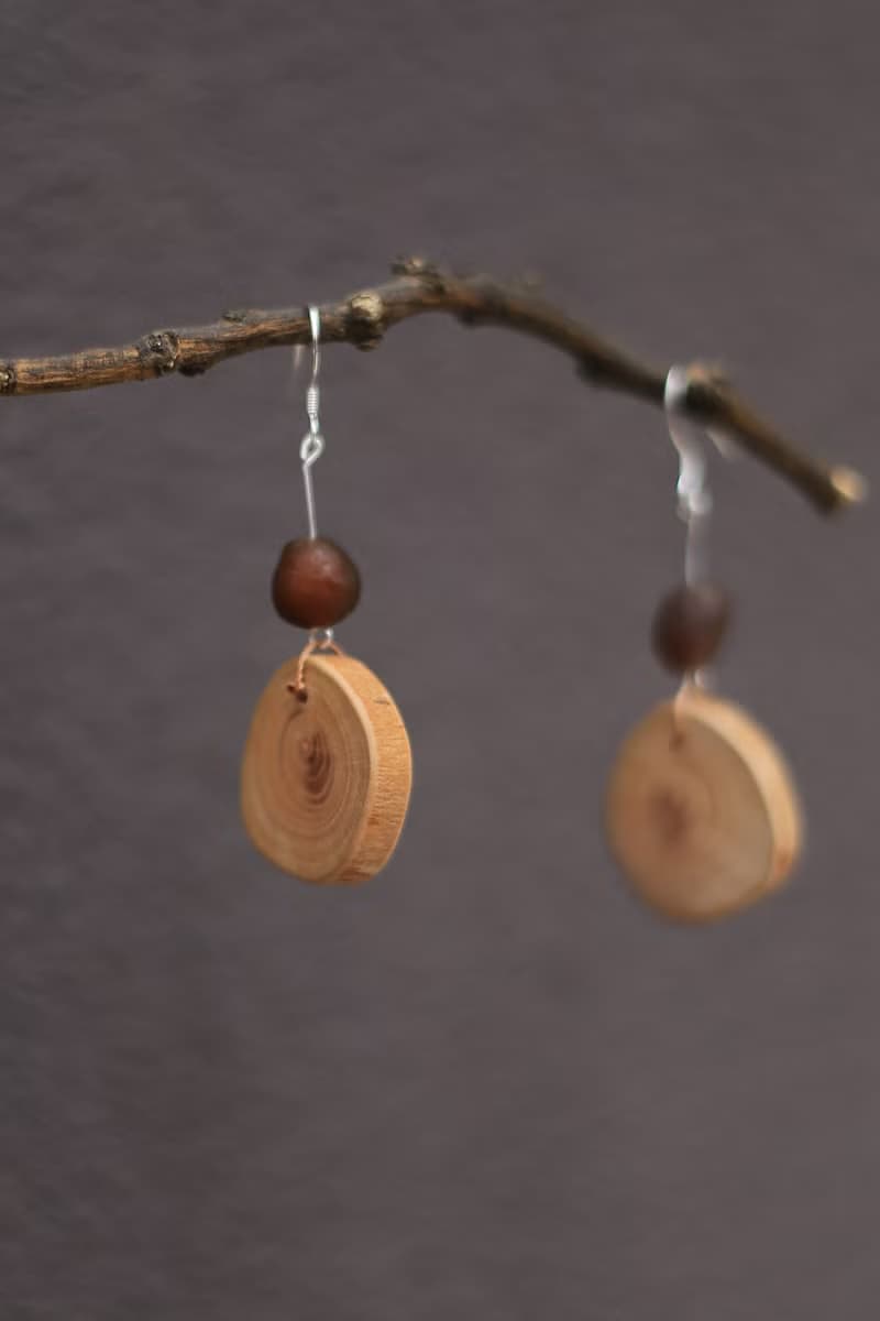 壹染指手作 | 茶樹耳飾 戈壁瑪瑙 純銀耳鉤 | 文藝 自然