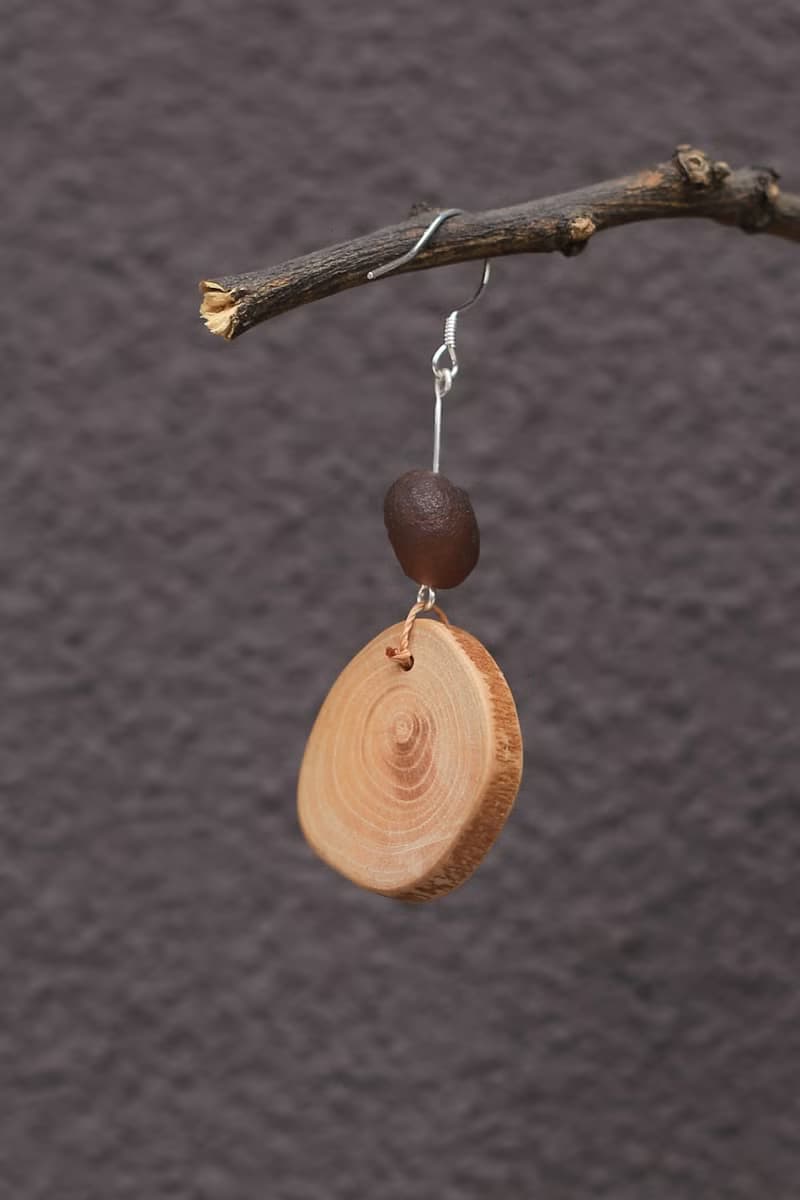 壹染指手作 | 茶樹耳飾 戈壁瑪瑙 純銀耳鉤 | 文藝 自然