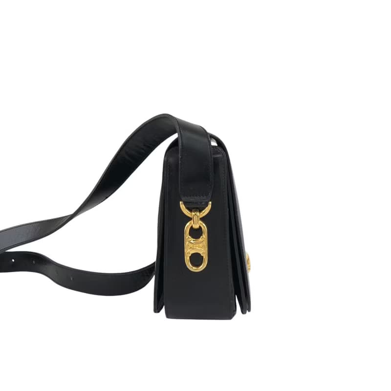 【 日本直送　名牌中古包 】CELINE セリーヌ ショルダーバッグ ブラック ブラゾン レザー vintage ヴィンテージ オールド fxkh5k