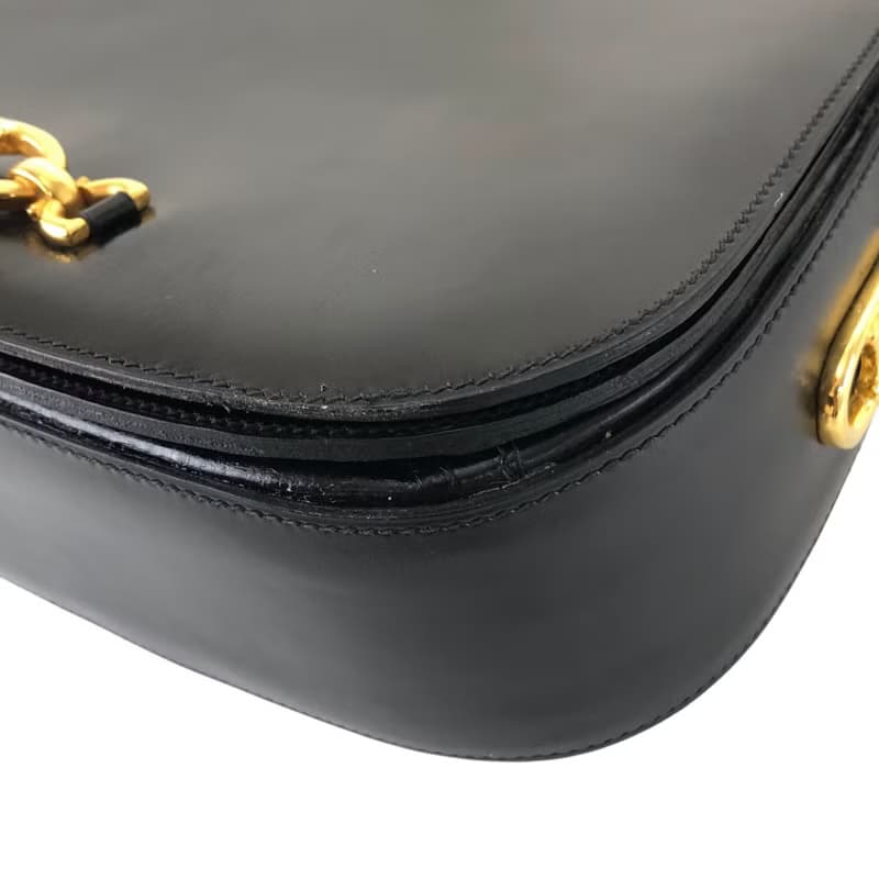 【 日本直送　名牌中古包 】CELINE セリーヌ ショルダーバッグ ブラック ブラゾン レザー vintage ヴィンテージ オールド fxkh5k