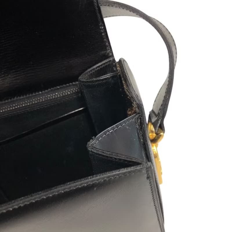 【 日本直送　名牌中古包 】CELINE セリーヌ ショルダーバッグ ブラック ブラゾン レザー vintage ヴィンテージ オールド fxkh5k