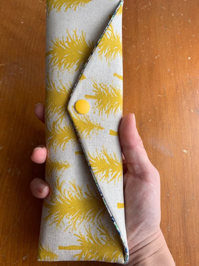 文青風環保筷袋  植樹 黃  手作餐具袋.交換禮物.