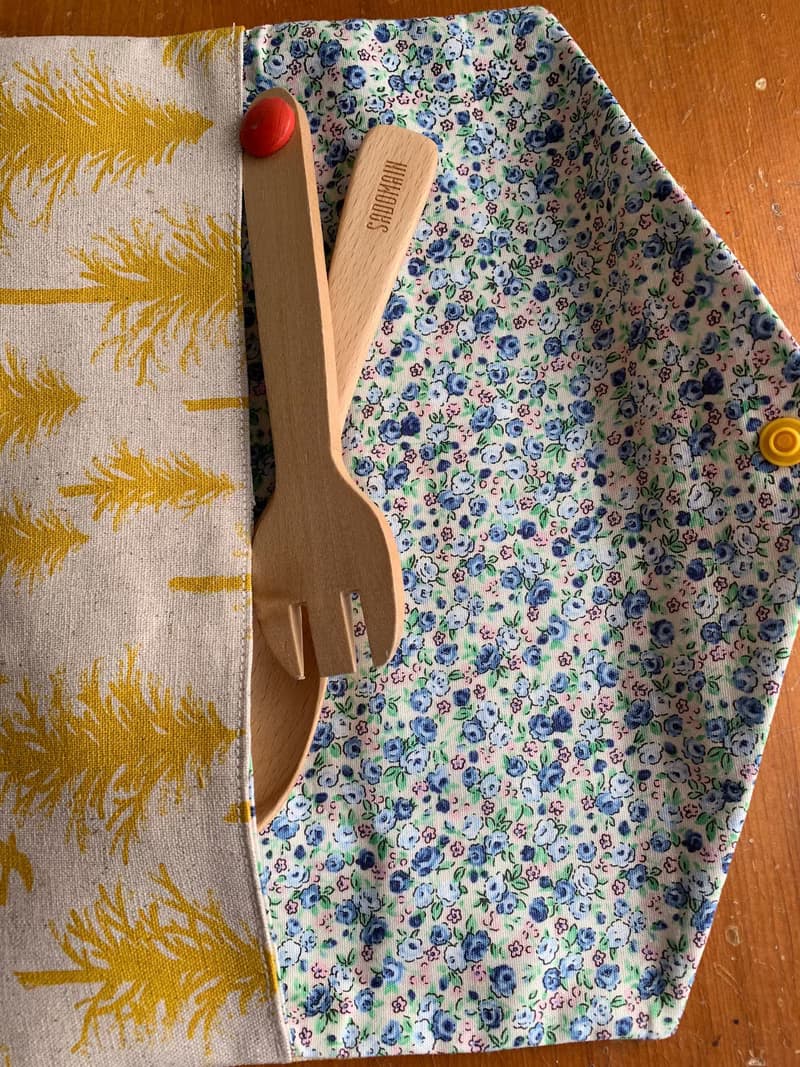 文青風環保筷袋  植樹 黃  手作餐具袋.交換禮物.