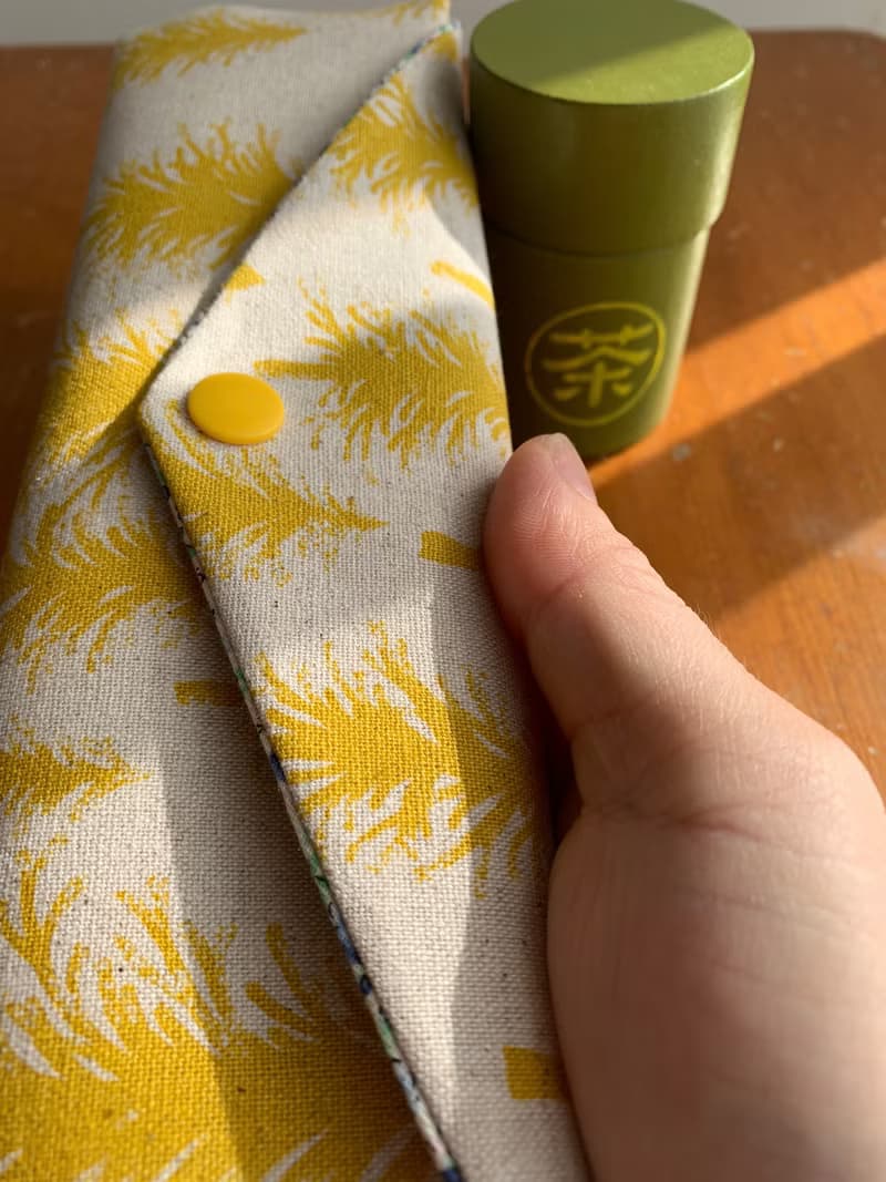 文青風環保筷袋  植樹 黃  手作餐具袋.交換禮物.