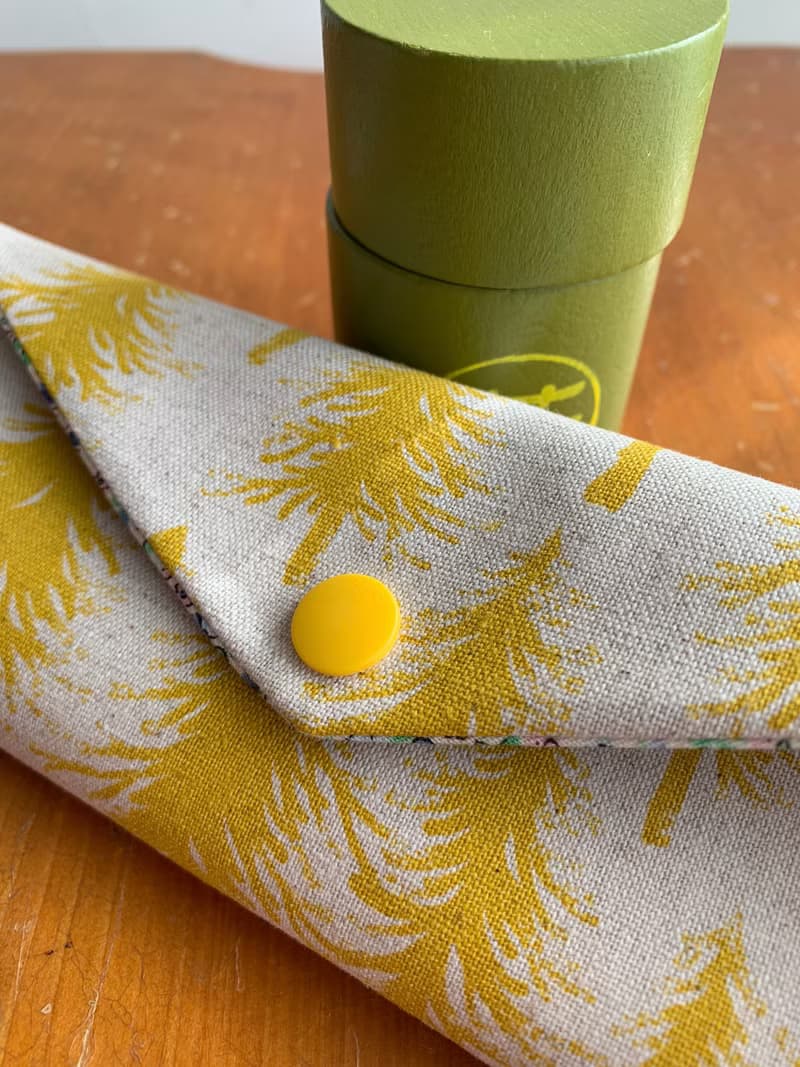 文青風環保筷袋  植樹 黃  手作餐具袋.交換禮物.