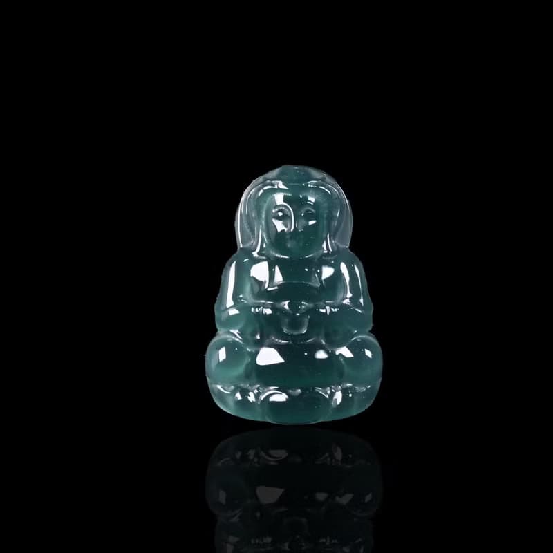 冰種藍水翡翠觀音菩薩項鍊 | 天然翡翠A貨 | 送禮