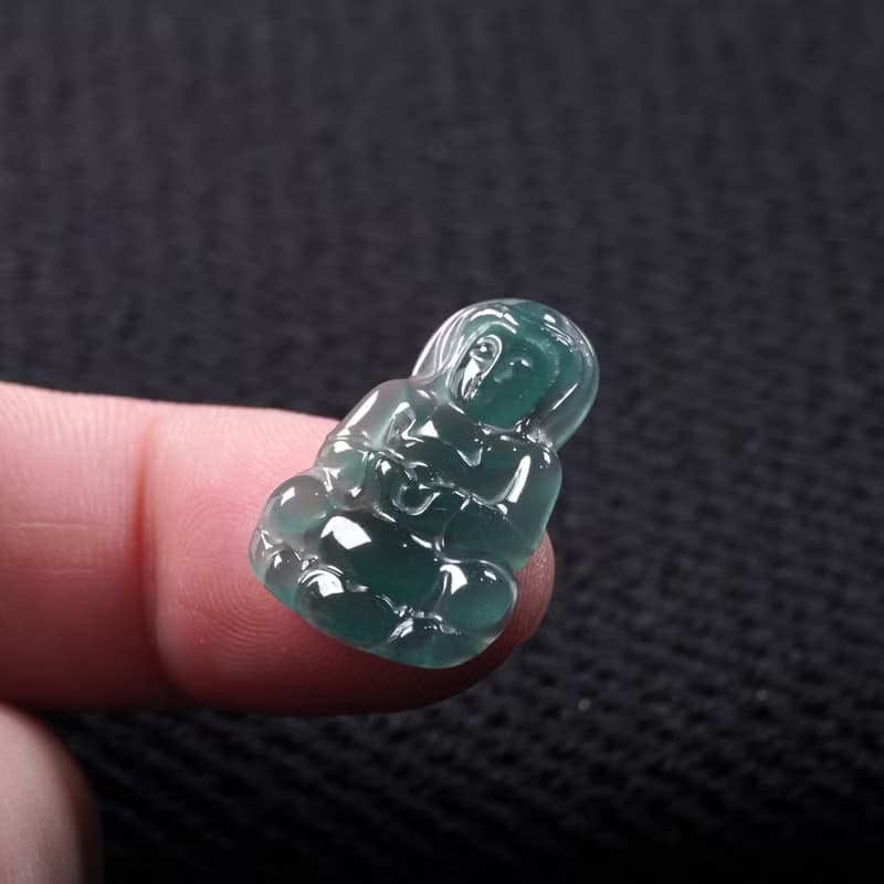 冰種藍水翡翠觀音菩薩項鍊 | 天然翡翠A貨 | 送禮