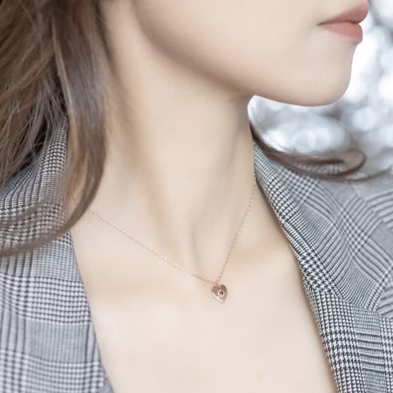 石榴石925純銀歐美愛心項鍊