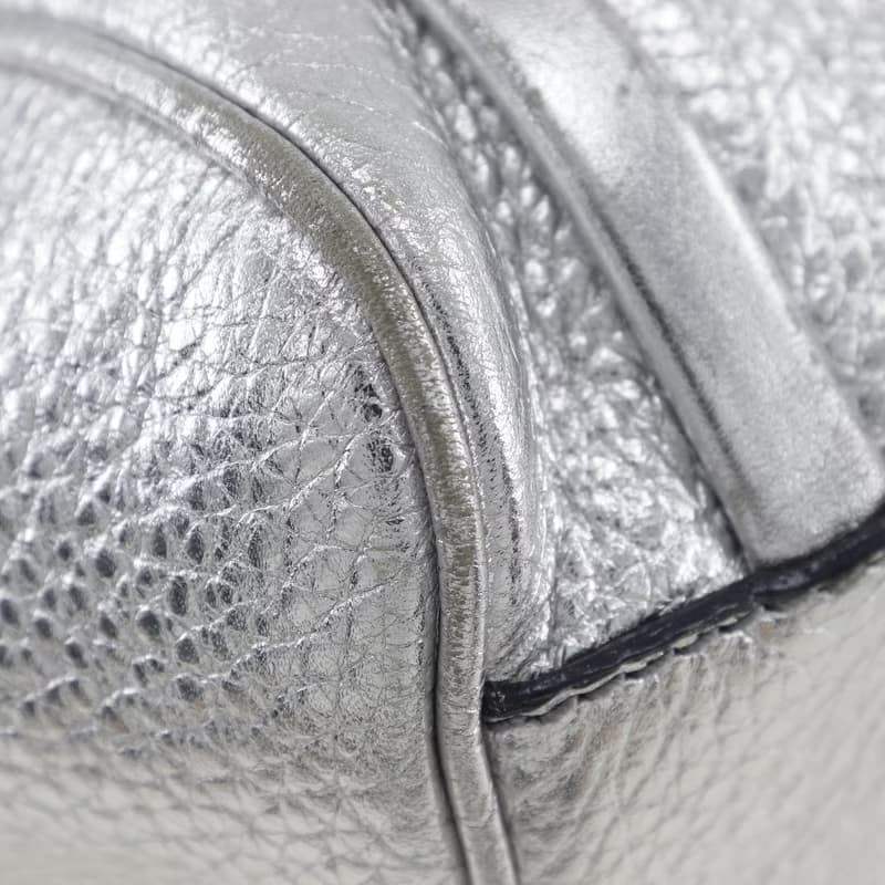 【日本直送】セリーヌ CELINE ロゴプレート ハンドバッグ カーフ シルバー レディース【中古】