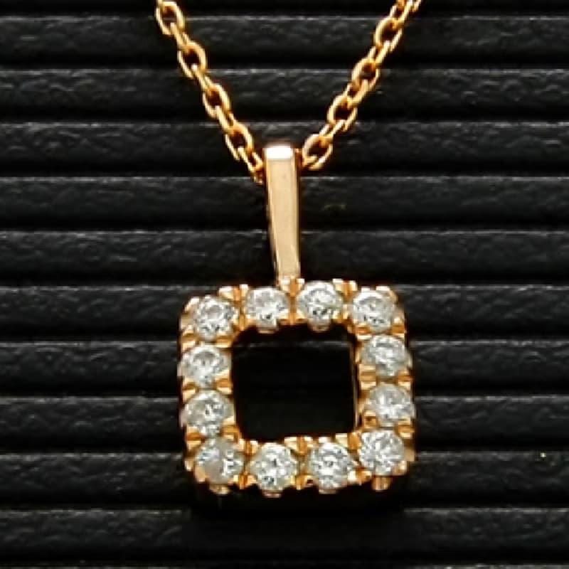 【茉莉亞緹 Moriarty Jewelry】方塊造型 - 10K 玫瑰金 小鑽項鍊